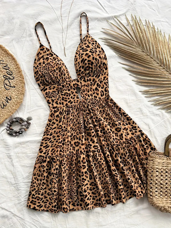 Leopard Print Sundress Animal Print Dress for Festivals Sun