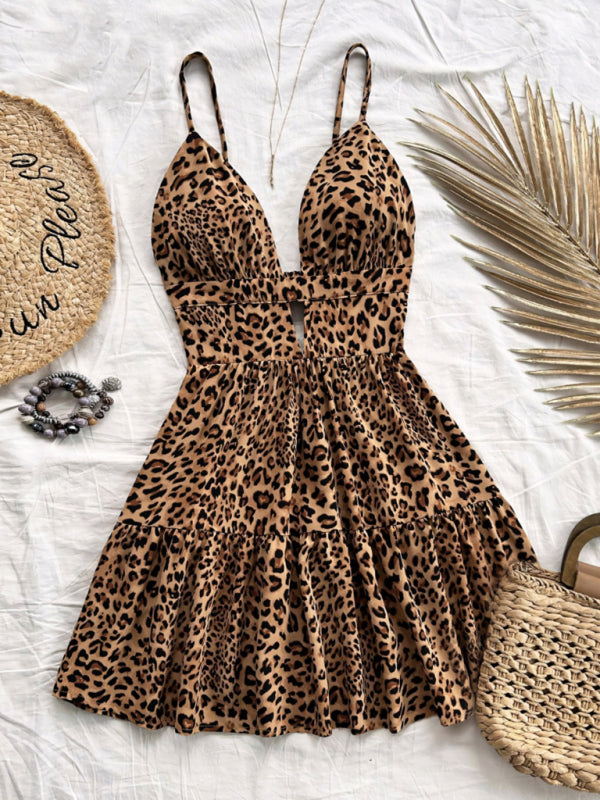 Leopard Print Sundress Animal Print Dress for Festivals Sun