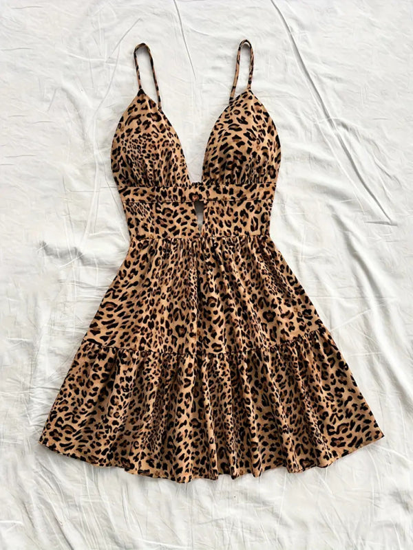 Leopard Print Sundress Animal Print Dress for Festivals Sun