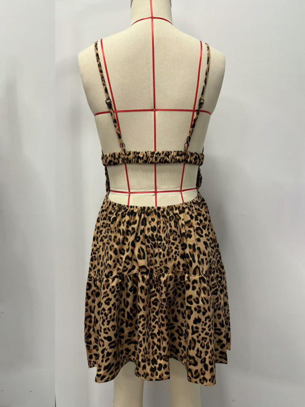 Leopard Print Sundress Animal Print Dress for Festivals Sun