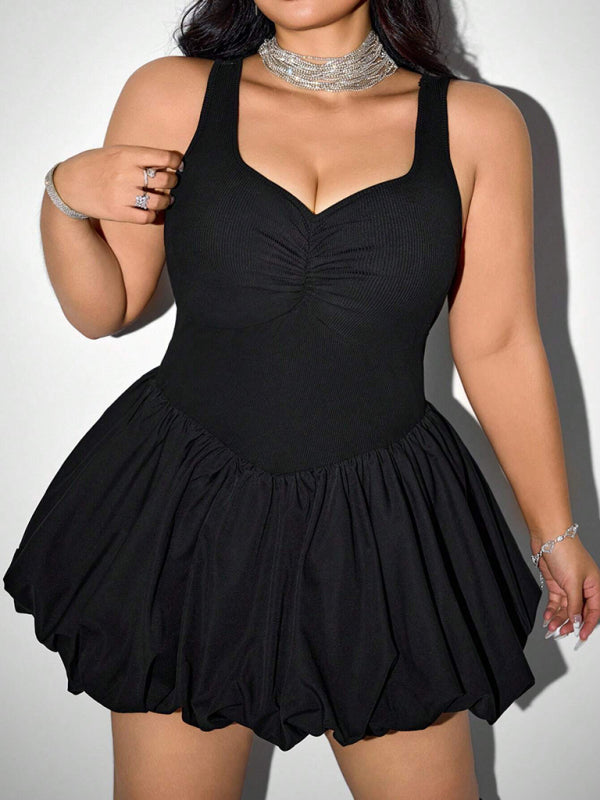 Plus Size Black Fit-and-Flare Party Mini Dress Mini Dresses