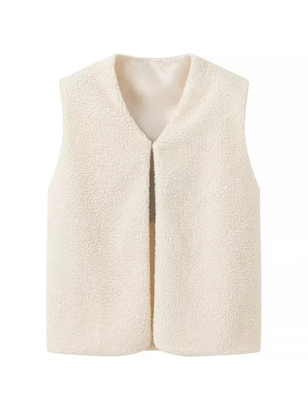 Star-Back Fleece Vest Cream Waistcoat Fleece Vests