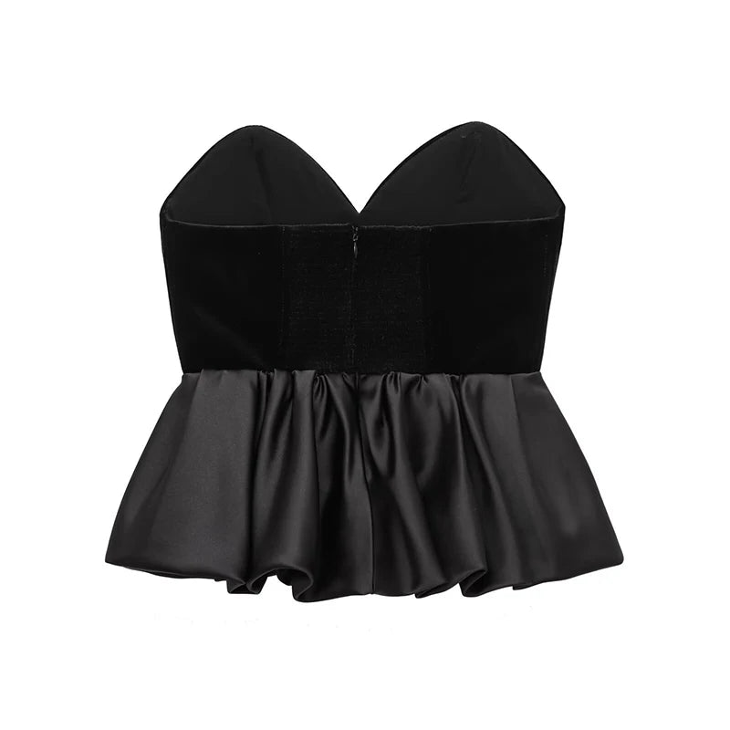 Black Velvet Peplum Tube Top – Night Out Essential Strapless Tops