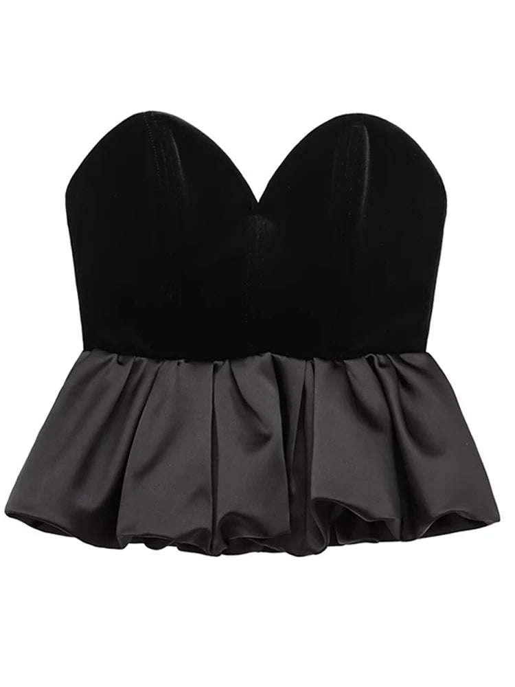 Black Velvet Peplum Tube Top – Night Out Essential Strapless Tops