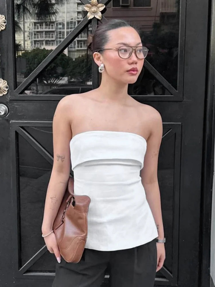 Urban Strapless White Top Tube Tops