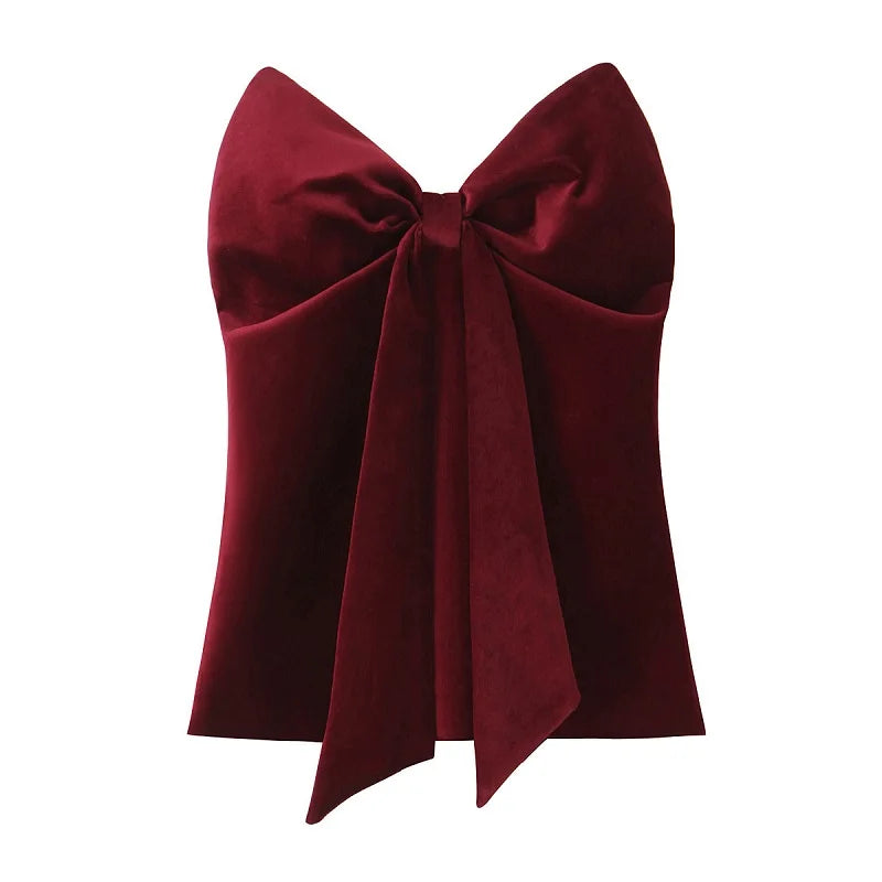 Luxe Burgundy Velvet Knot Top for Elegant Evenings	