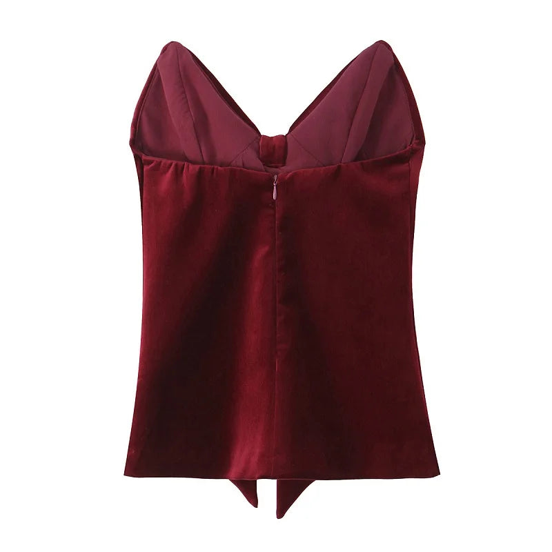 Velvet Cami with Statement Knot Sleeveless Blouse Cami Tops