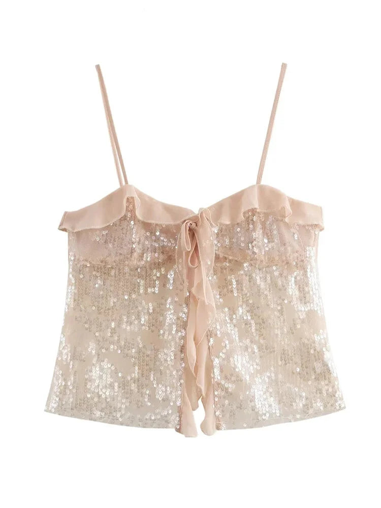 Sequined Chiffon Cami – Luxe Party Wear	