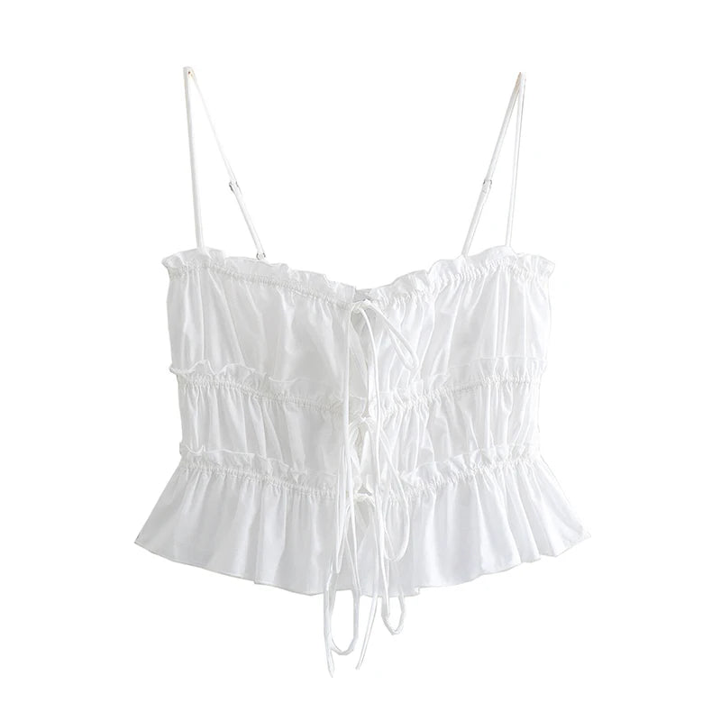 Trendy White Ruched Cami Top for Summer Cami Tops