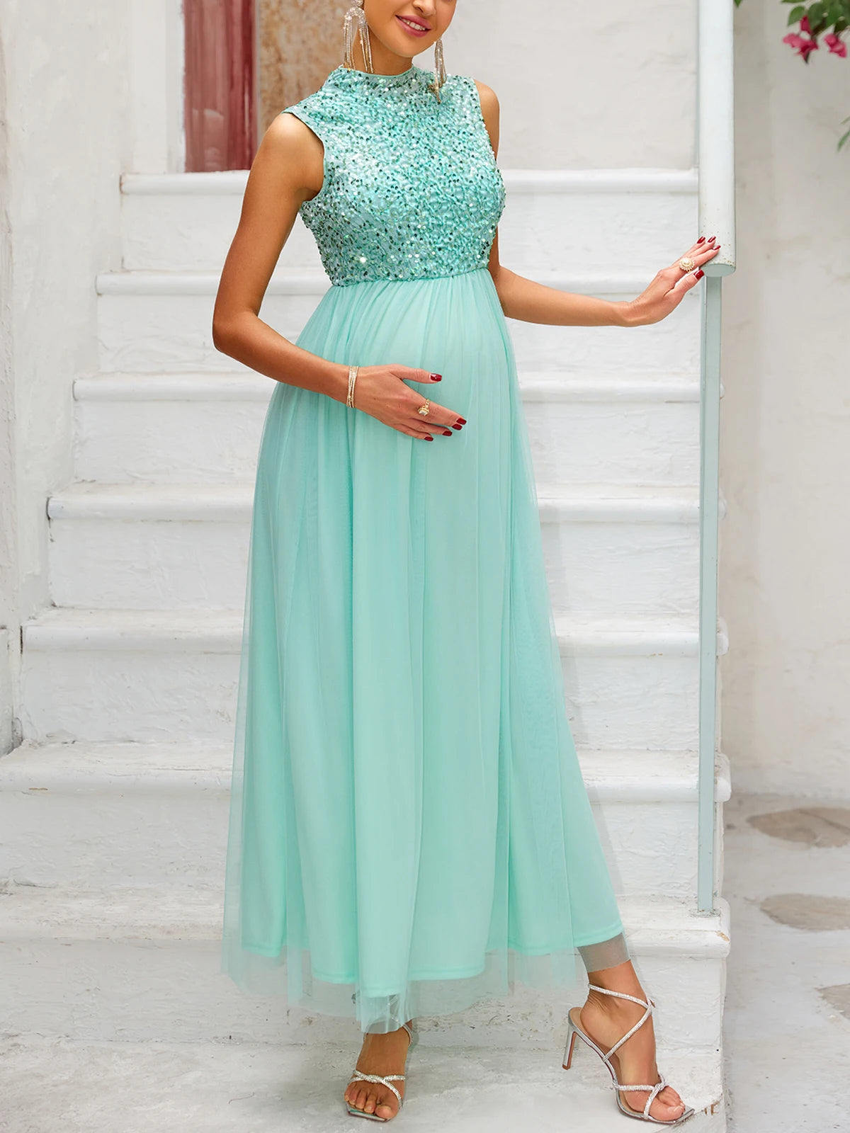 Elegant Sequined Maternity Gown for Formal Occasions Maternity