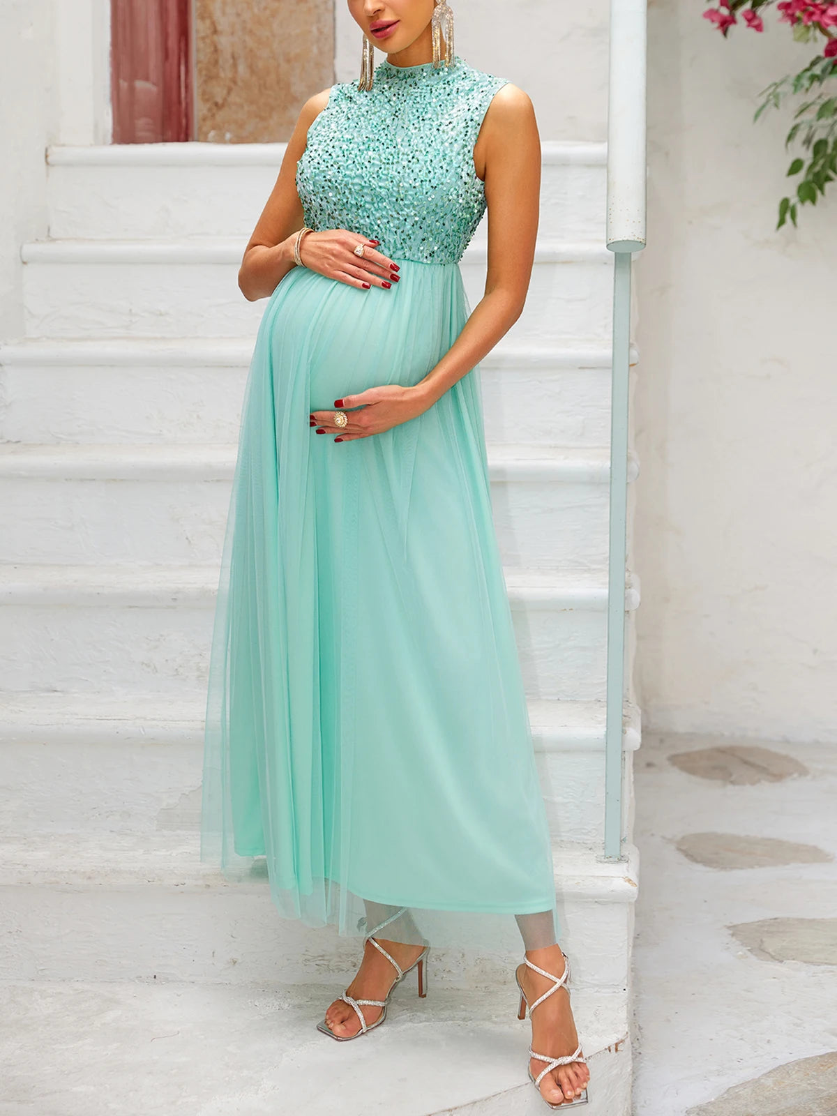 Elegant Sequined Maternity Gown for Formal Occasions Maternity