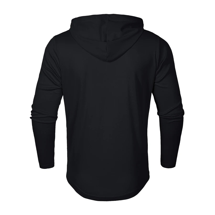 Men’s Henley Muscle Hoodie Athletic Fit Top Hoodies