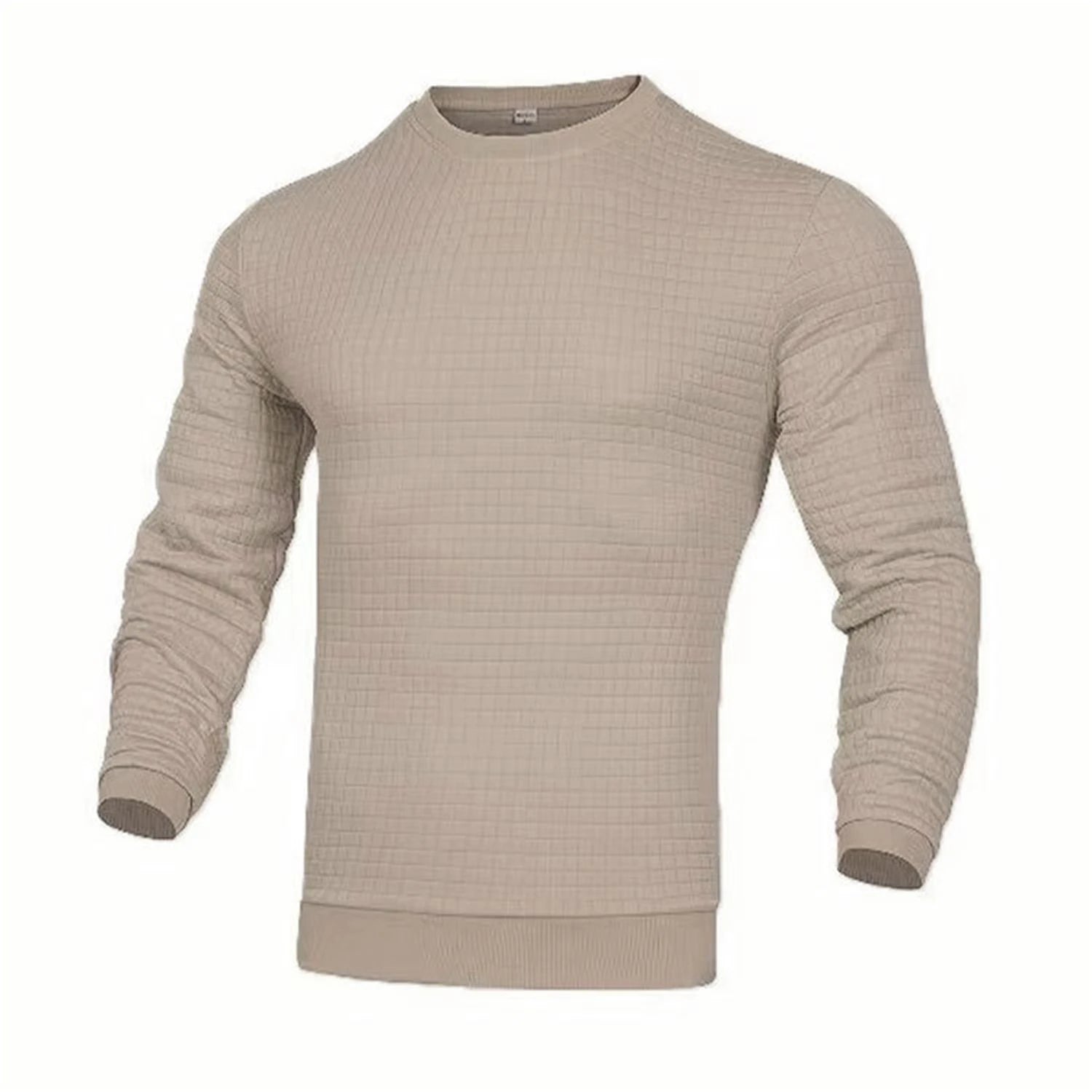 Men's Casual Waffle-Knit Long Sleeve Tee Men T-shirts