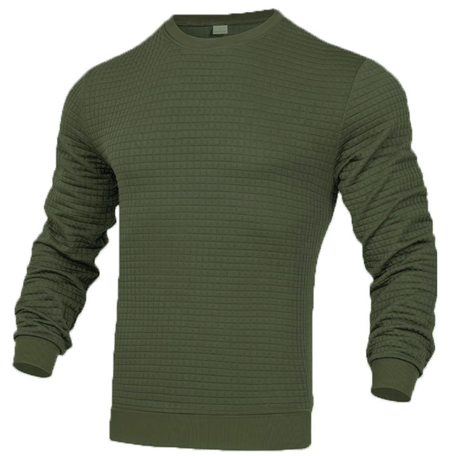 Men's Casual Waffle-Knit Long Sleeve Tee Men T-shirts