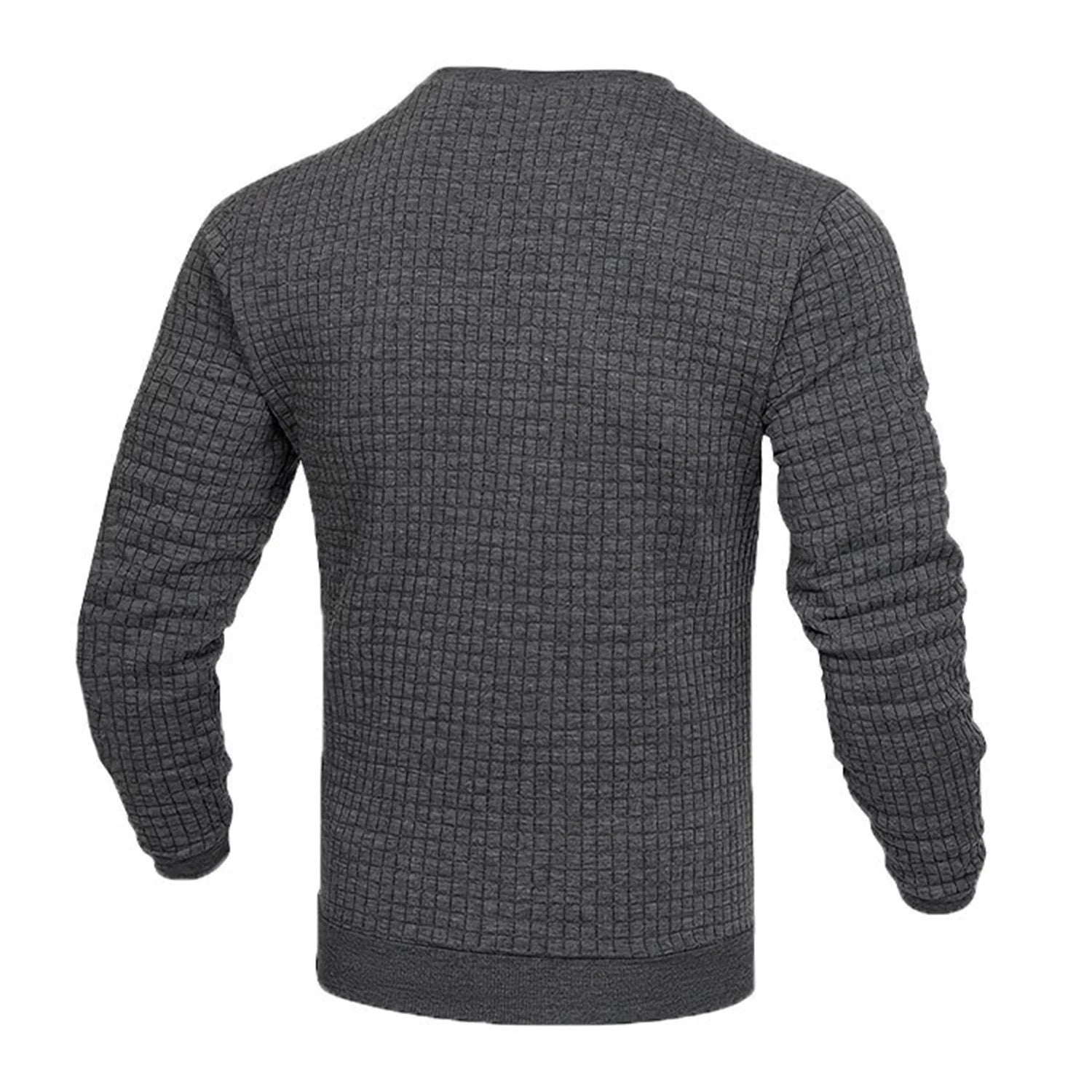 Men's Casual Waffle-Knit Long Sleeve Tee Men T-shirts