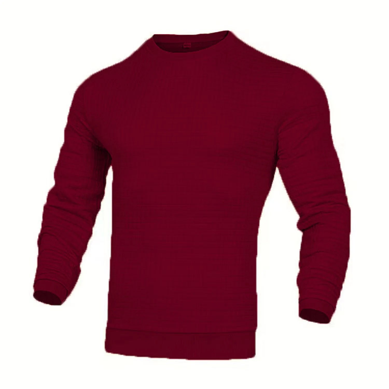 Men's Casual Waffle-Knit Long Sleeve Tee Men T-shirts