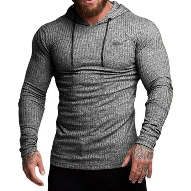 Athletic Ribbed Men's Hoodie Tee Hoodies