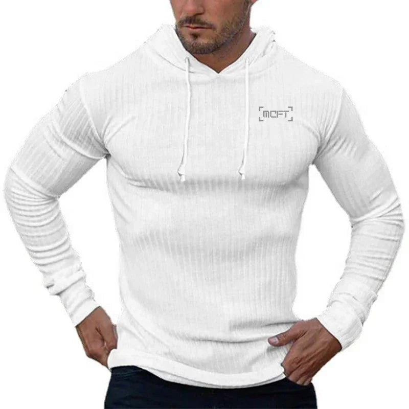 Athletic Ribbed Men's Hoodie Tee Hoodies