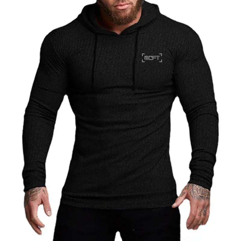 Athletic Ribbed Men's Hoodie Tee Hoodies