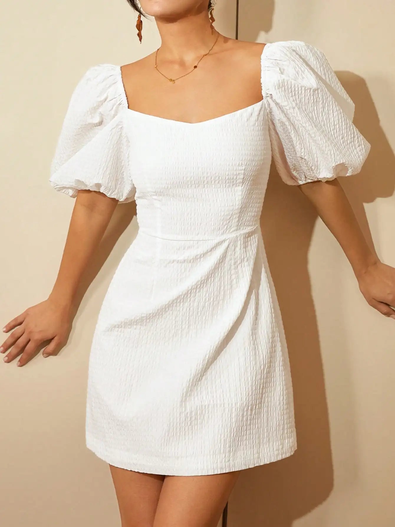  Summer Puff Sleeve Mini Dress - Versatile & Stylish	