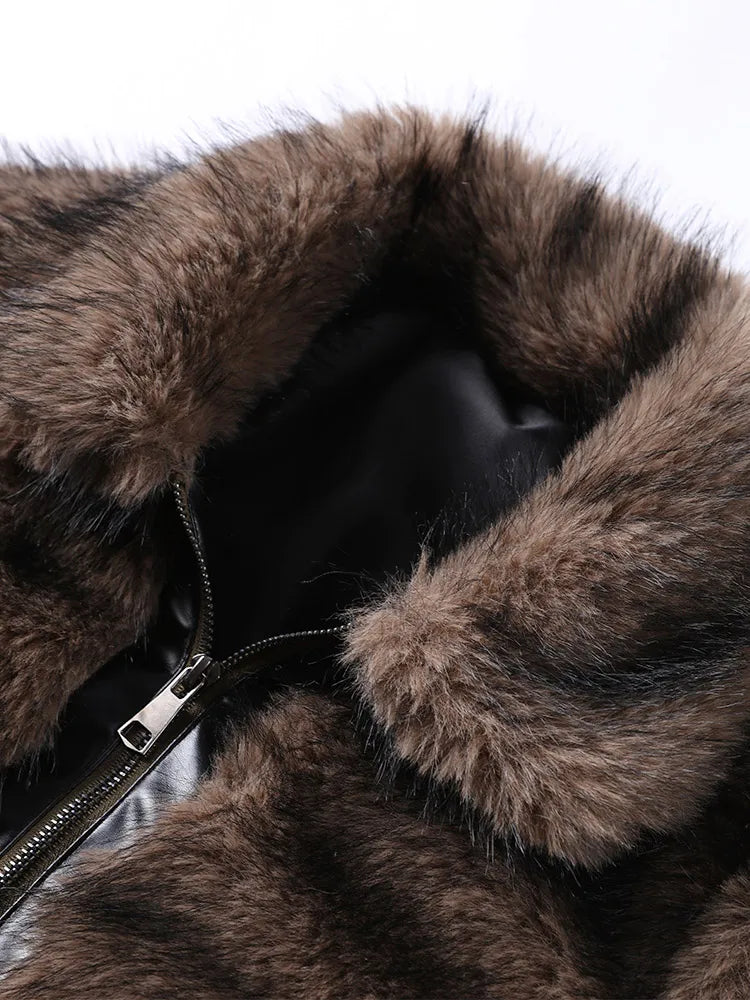 Winter's Elegant Brown Faux Fur Jacket for Women Jackets