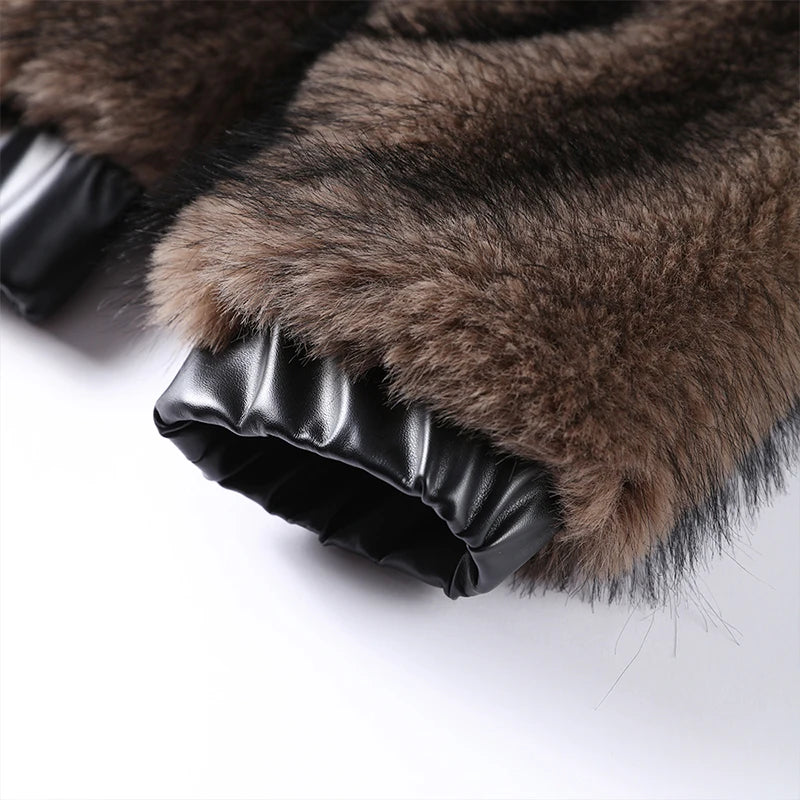 Winter's Elegant Brown Faux Fur Jacket for Women Jackets