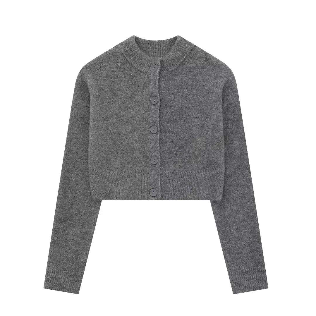 High Neck Sweater Crop Buttoned Cardigan for Women Crop Cardigans