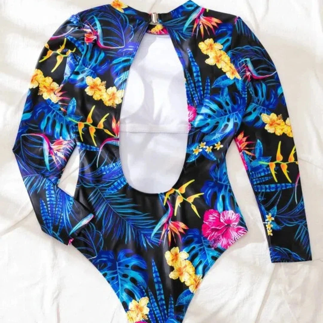 Floral Long-Sleeve Surfing Swimsuit for Women Swimsuits