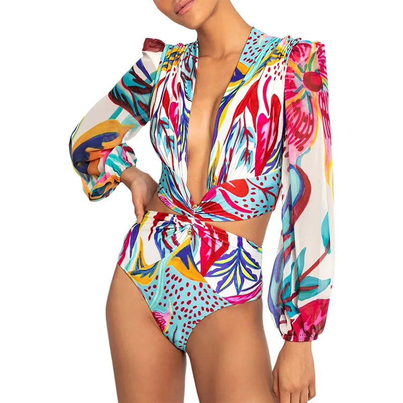 Tropical Rash Guard Swimsuit - UV Safe Swimwear