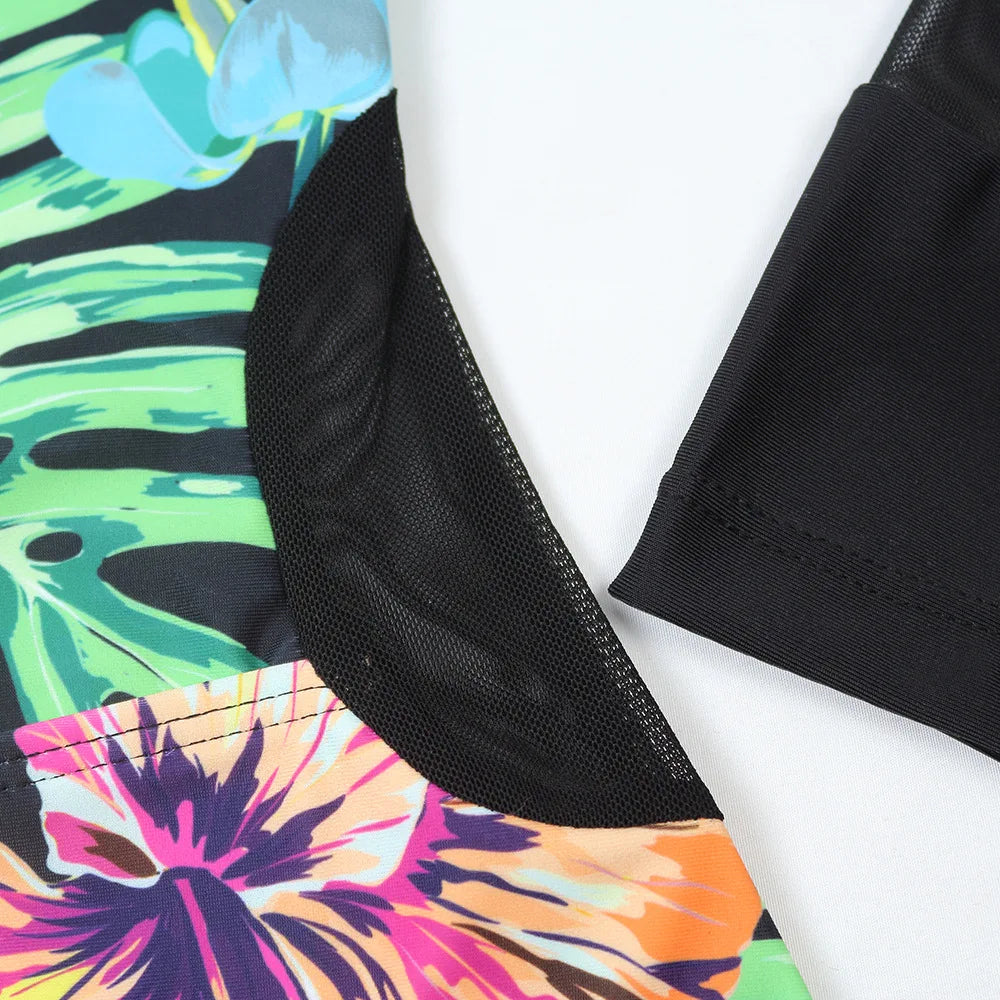 Tropical Rash Guard Swimsuit - UV Safe Swimwear