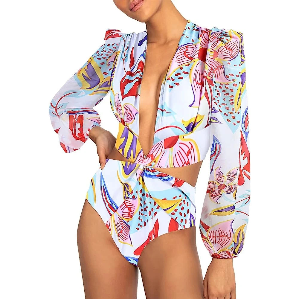 Tropical Rash Guard Swimsuit - UV Safe Swimwear