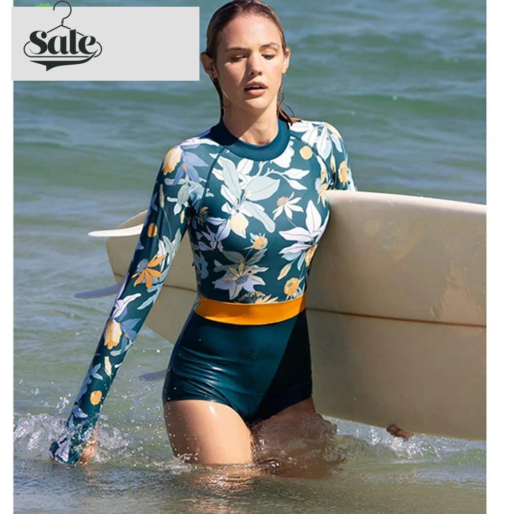 Tropical Rash Guard Swimsuit - UV Safe Swimwear