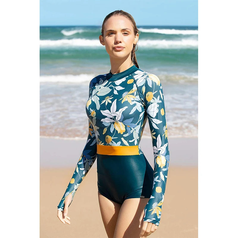 Tropical Rash Guard Swimsuit - UV Safe Swimwear