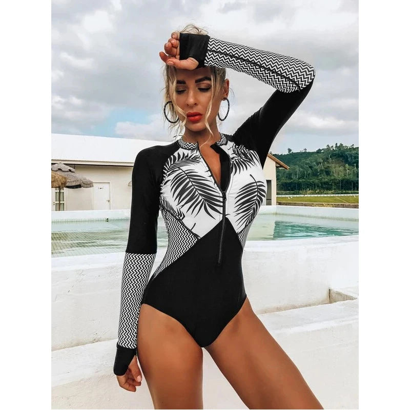 Sporty Surf & Swim One-Piece Suit for Active Women Swimwear