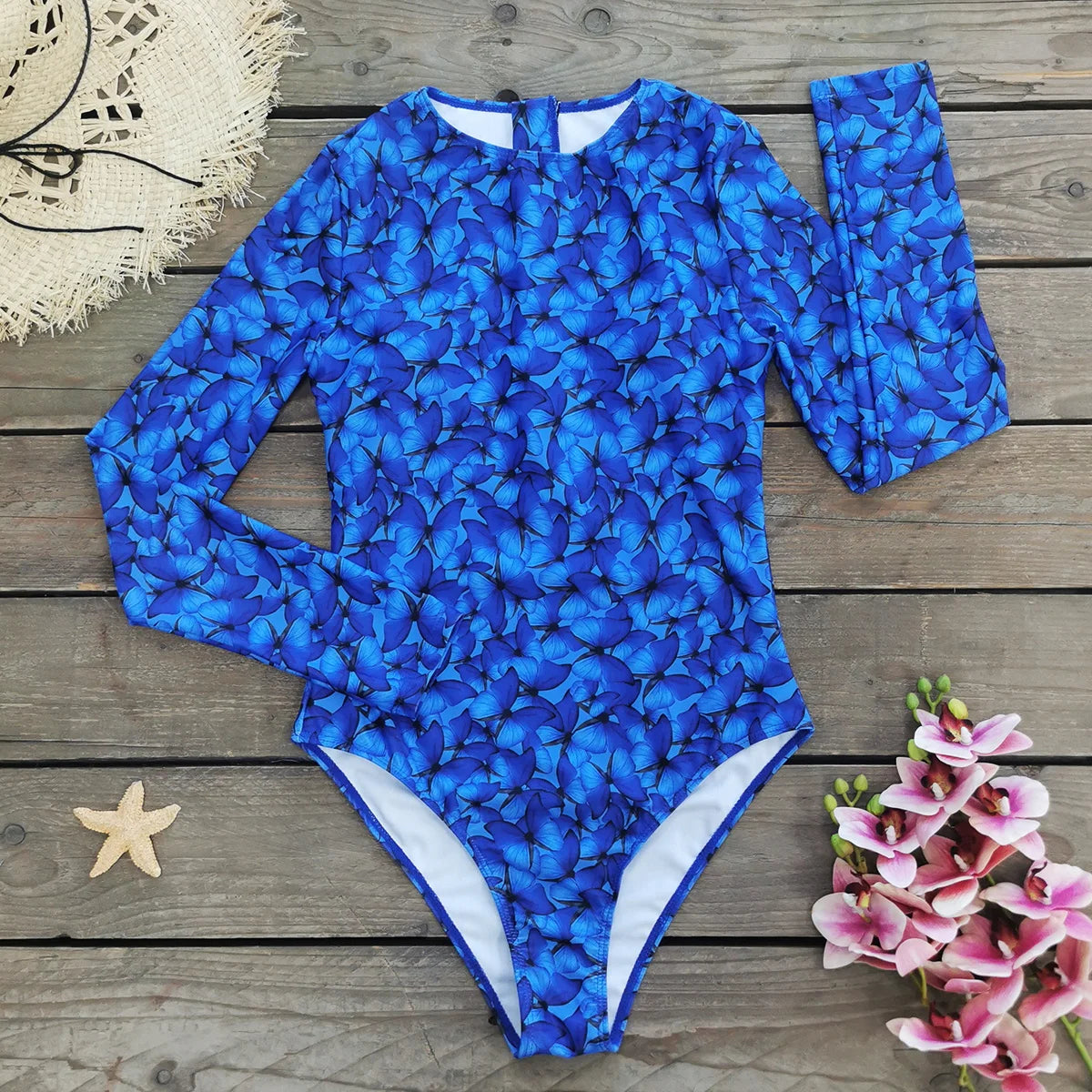 Women's Long Sleeve Swimwear Zip-Up Rash Guard Swimwear