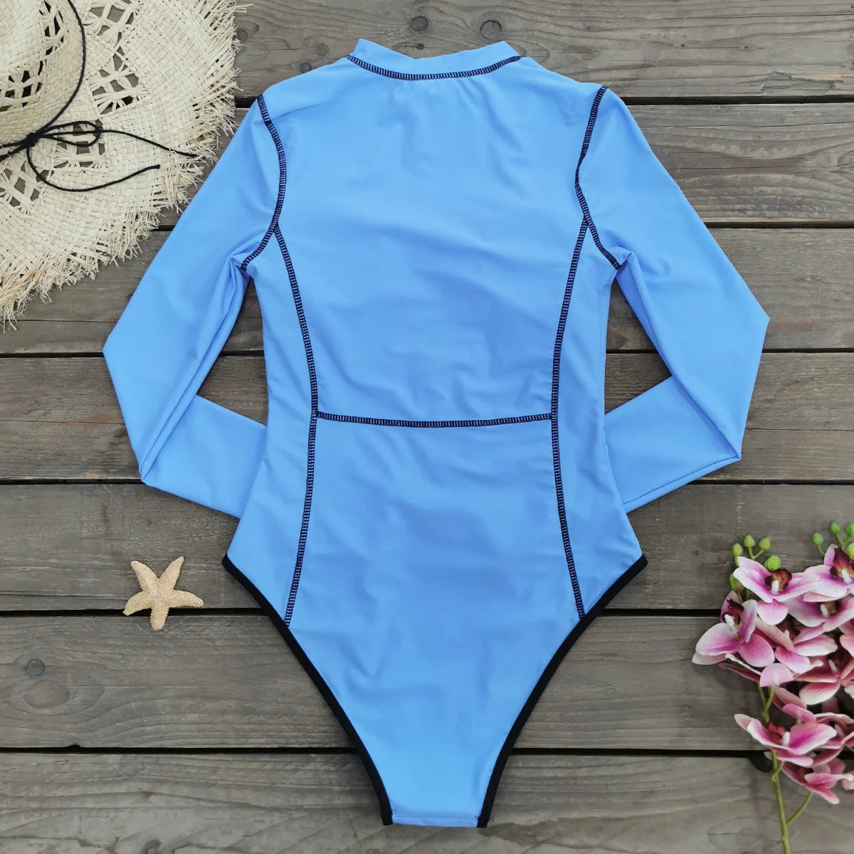 Women's Long Sleeve Swimwear Zip-Up Rash Guard Swimwear