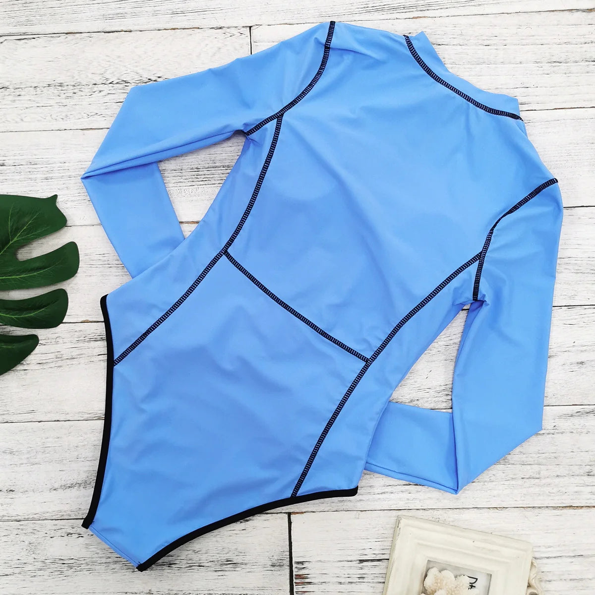 Women's Long Sleeve Swimwear Zip-Up Rash Guard Swimwear