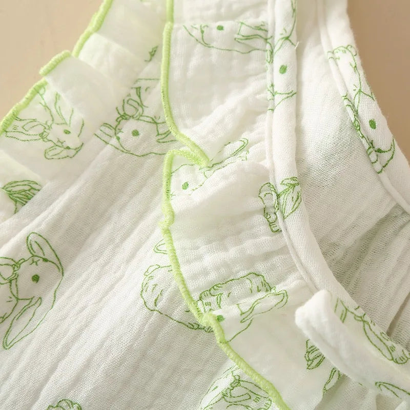 Cotton Pajama Set Nightwear Sleepwear Sleeveless Nightdress