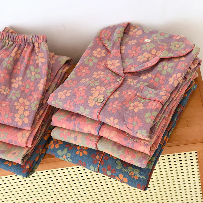 Women's Floral Print Pajamas - Pure Cotton Pajamas Set