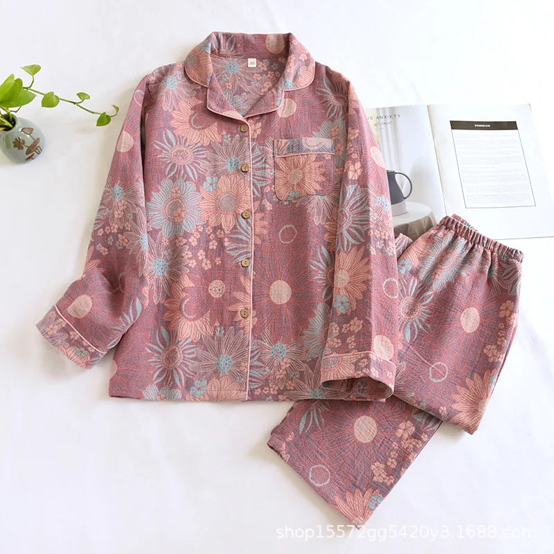 Women's Floral Print Pajamas - Pure Cotton Pajamas Set