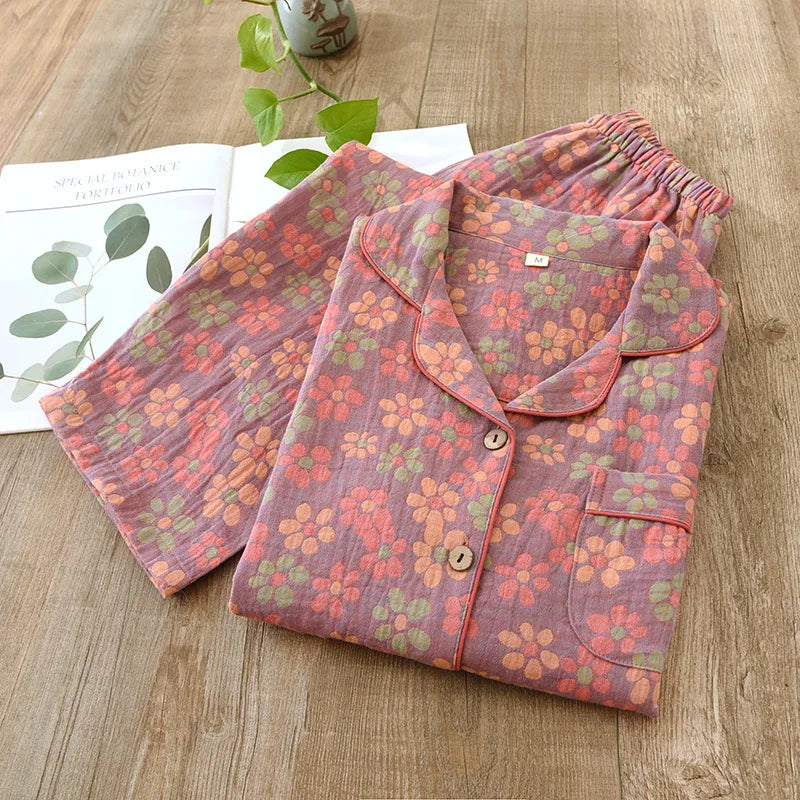 Women's Floral Print Pajamas - Pure Cotton Pajamas Set