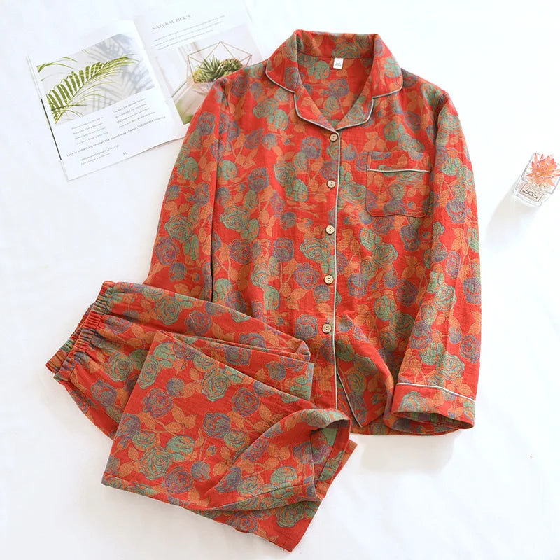 Women's Floral Print Pajamas - Pure Cotton Pajamas Set