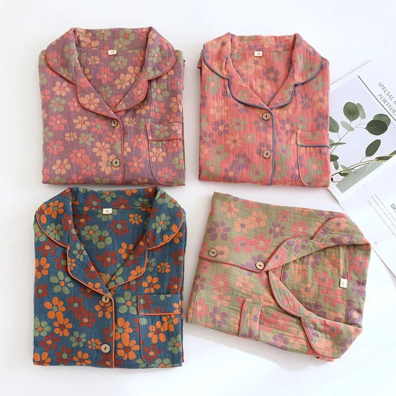 Women's Floral Print Pajamas - Pure Cotton Pajamas Set