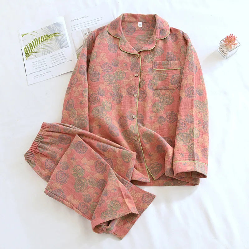 Women's Floral Print Pajamas - Pure Cotton Pajamas Set