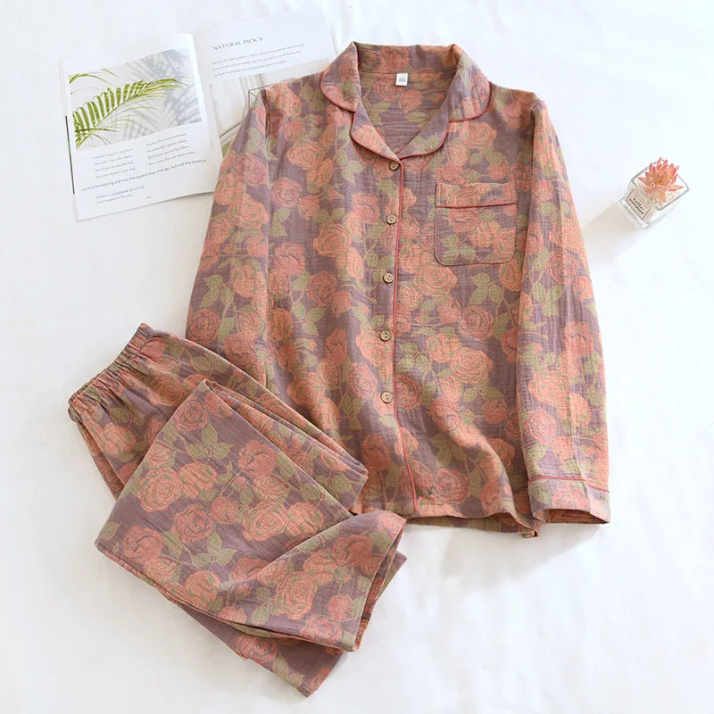 Women's Floral Print Pajamas - Pure Cotton Pajamas Set