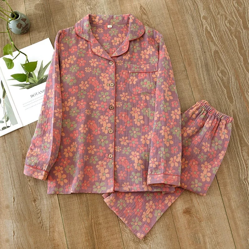 Women's Floral Print Pajamas - Pure Cotton Pajamas Set