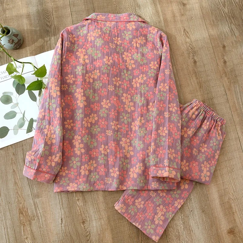 Women's Floral Print Pajamas - Pure Cotton Pajamas Set