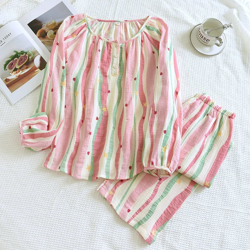 Striped Cotton Pajamas for Women Feel the Softness Pajamas Set