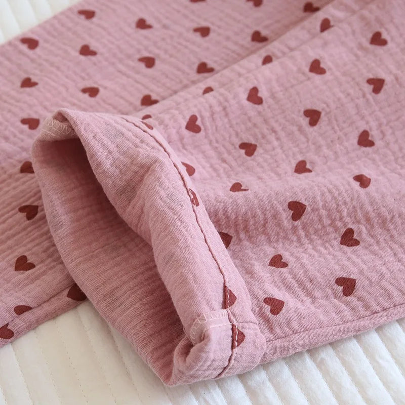 Cotton Hypoallergenic Pajama Pants with Heart Prints for Women