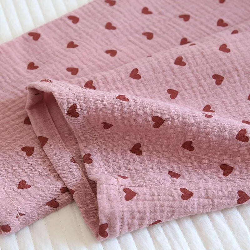 Cotton Hypoallergenic Pajama Pants with Heart Prints for Women